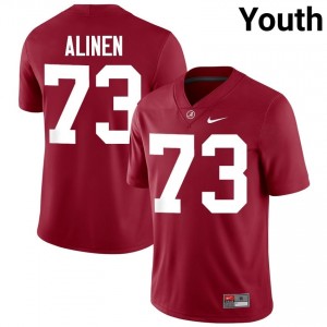Crimson #73 Olaus Alinen Youth Embroidery Jersey | Alabama Crimson Tide Licensed Player Football Edition 74214048