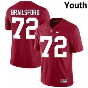 Crimson #72 Parker Brailsford Youth Embroidery Jersey | Roll Tide Genuine College Football Edition 53213457