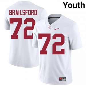 Parker Brailsford #72 White Youth Stitched Jersey | Elite Alabama Crimson Tide NCAA Football Gear 67881541