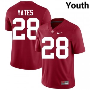 Crimson #28 Peyton Yates Youth Embroidery Jersey | Alabama Crimson Tide Fresh Player Football Edition 23354355