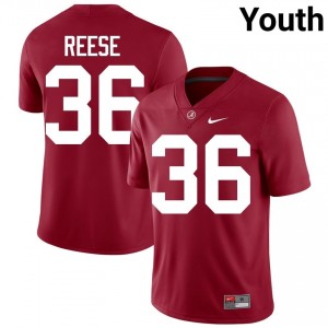 Crimson #36 QB Reese Youth Embroidery Jersey | Roll Tide Classic Player Football Edition 16540122