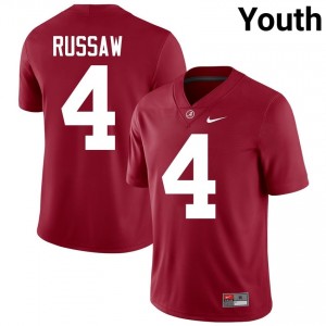 Crimson #4 Qua Russaw Youth Embroidery Jersey | Alabama Crimson Tide Elite NCAA Football Edition 31896548