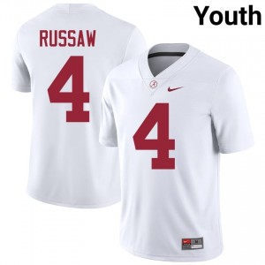 Qua Russaw #4 White Youth Stitched Jersey | Licensed Alabama Player Football Gear 19866376