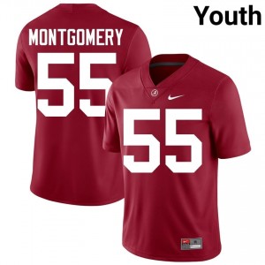 Crimson #55 Roq Montgomery Youth Embroidery Jersey | Alabama Exclusive College Football Edition 89023803