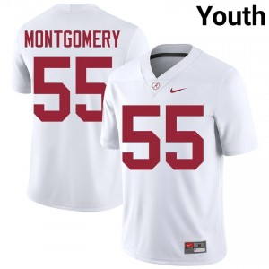 Roq Montgomery #55 White Youth Stitched Jersey | Pro Cut Bama NCAA Football Gear 57700399