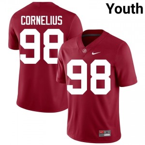 Crimson #98 Tucker Cornelius Youth Embroidery Jersey | Alabama Premium NCAA Football Edition 71850279