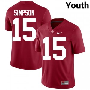 Crimson #15 Ty Simpson Youth Embroidery Jersey | Roll Tide Essential NCAA Football Edition 35042081