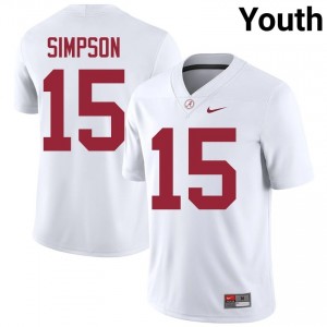 Ty Simpson #15 White Youth Stitched Jersey | Fresh Crimson Tide Player Football Gear 80437812