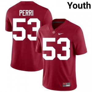 Crimson #53 Vito Perri Youth Embroidery Jersey | Alabama Crimson Tide Durable University Football Edition 67043239