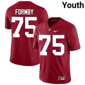 Crimson #75 Wilkin Formby Youth Embroidery Jersey | Crimson Tide Gameday College Football Edition 82004607