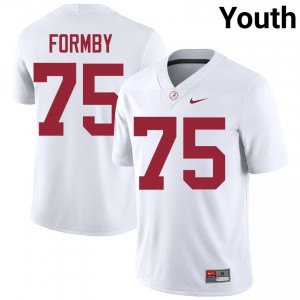 Wilkin Formby #75 White Youth Stitched Jersey | Premium Alabama Crimson Tide NCAA Football Gear 41374096