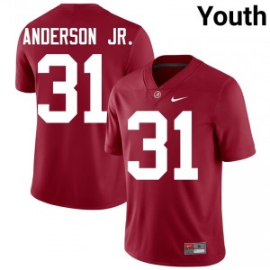Crimson #31 Will Anderson Jr. Youth Embroidery Jersey | Bama Pro-Grade University Football Edition 93254778