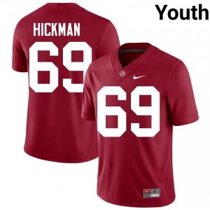 Crimson #69 Baker Hickman Youth Embroidery Jersey | Crimson Tide Elite Thread University Football Edition 10745706