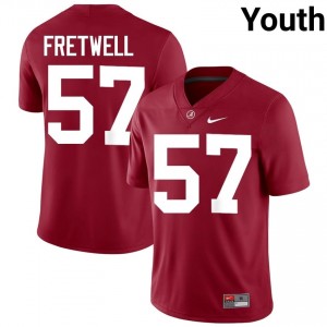 Crimson #57 Bear Fretwell Youth Embroidery Jersey | Bama Iconic College Football Edition 63082622