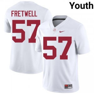 Bear Fretwell #57 White Youth Stitched Jersey | Essential Roll Tide NCAA Football Gear 16429180
