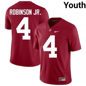 Crimson #4 Brian Robinson Jr. Youth Embroidery Jersey | Roll Tide Official University Football Edition 19828969
