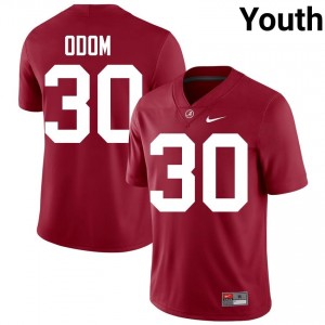 Crimson #30 Bubba Odom Youth Embroidery Jersey | Alabama Pro Cut NCAA Football Edition 19138206