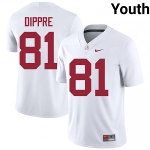 CJ Dippre #81 White Youth Stitched Jersey | Official Roll Tide University Football Gear 15007256