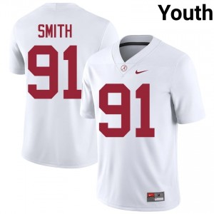 Caleb Smith #91 White Youth Stitched Jersey | Genuine Roll Tide College Football Gear 96038277