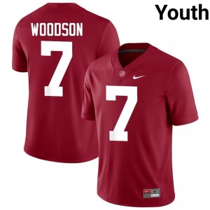Crimson #7 Caleb Woodson Youth Embroidery Jersey | Bama Pro Cut NCAA Football Edition 97020407