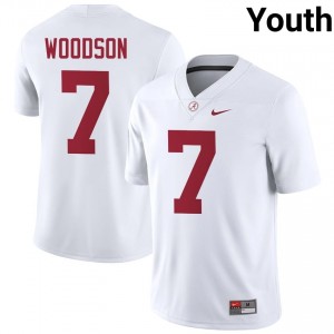 Caleb Woodson #7 White Youth Stitched Jersey | Classic Roll Tide Player Football Gear 48801663