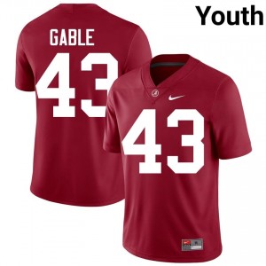 Crimson #43 Camryn Gable Youth Embroidery Jersey | Roll Tide Gameday College Football Edition 99022958