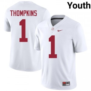 Devan Thompkins #1 White Youth Stitched Jersey | Gameday Alabama Crimson Tide College Football Gear 19652594