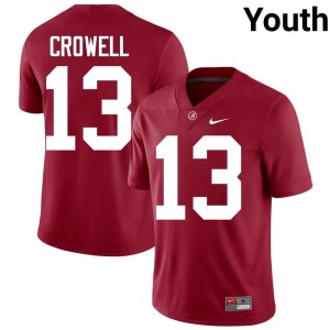 Crimson #13 EJ Crowell Youth Embroidery Jersey | Alabama Durable University Football Edition 65498627