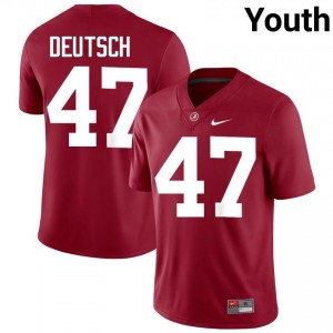 Crimson #47 Eli Deutsch Youth Embroidery Jersey | Bama Durable University Football Edition 29093090