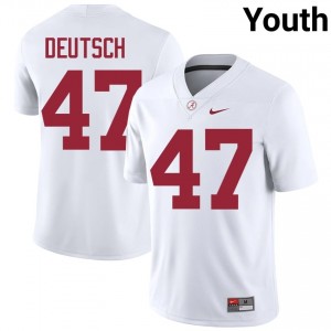 Eli Deutsch #47 White Youth Stitched Jersey | Iconic Roll Tide College Football Gear 37730309