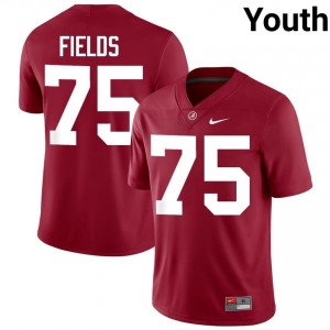 Crimson #75 Ethan Fields Youth Embroidery Jersey | Crimson Tide Elite NCAA Football Edition 84100244