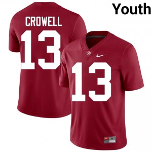 Crimson #13 Ezavier Crowell Youth Embroidery Jersey | Alabama Licensed Player Football Edition 42070723