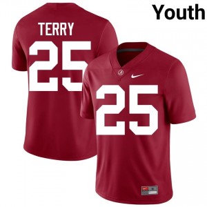 Crimson #25 J'Alan Terry Youth Embroidery Jersey | Alabama Crimson Tide Licensed Player Football Edition 55481682