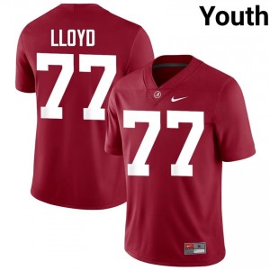 Crimson #77 Jackson Lloyd Youth Embroidery Jersey | Alabama Authentic Player Football Edition 65420063