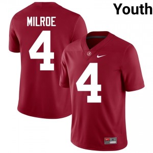 Crimson #4 Jalen Milroe Youth Embroidery Jersey | Roll Tide Genuine College Football Edition 89603422