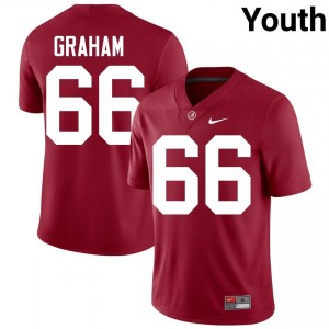 Crimson #66 Jared Graham Youth Embroidery Jersey | Crimson Tide Elite NCAA Football Edition 33370298