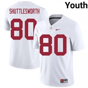 Jaxon Shuttlesworth #80 White Youth Stitched Jersey | Pro Cut Bama NCAA Football Gear 66816137