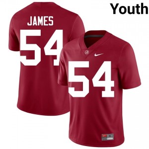Crimson #54 Jayvin James Youth Embroidery Jersey | Alabama Crimson Tide Licensed Player Football Edition 77049940