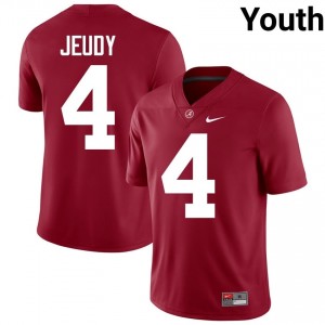 Crimson #4 Jerry Jeudy Youth Embroidery Jersey | Bama Authentic Player Football Edition 38963292