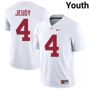Jerry Jeudy #4 White Youth Stitched Jersey | Limited Roll Tide High School Football Gear 85639278