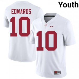 Jireh Edwards #10 White Youth Stitched Jersey | Durable Alabama University Football Gear 25198764