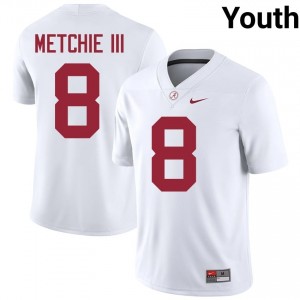 John Metchie III #8 White Youth Stitched Jersey | Pro-Grade Bama University Football Gear 98320693
