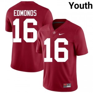 Crimson #16 Jorden Edmonds Youth Embroidery Jersey | Roll Tide Classic Player Football Edition 61761513