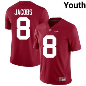 Crimson #8 Josh Jacobs Youth Embroidery Jersey | Roll Tide Classic Player Football Edition 54683751