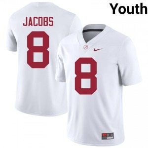 Josh Jacobs #8 White Youth Stitched Jersey | Moisture Wicking Alabama Crimson Tide High School Football Gear 30522431