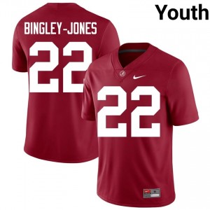 Crimson #22 Kedrick Bingley-Jones Youth Embroidery Jersey | Bama Pro Cut NCAA Football Edition 72180092
