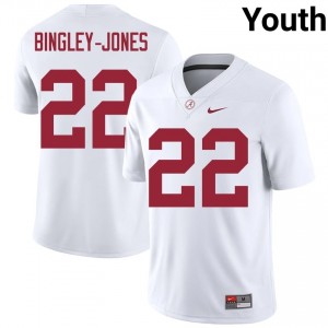 Kedrick Bingley-Jones #22 White Youth Stitched Jersey | Classic Roll Tide Player Football Gear 74966589