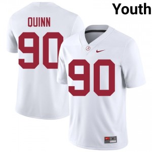 Lorcan Quinn #90 White Youth Stitched Jersey | Moisture Wicking Alabama Crimson Tide High School Football Gear 83152155