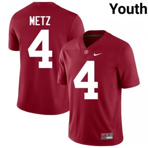 Crimson #4 Luke Metz Youth Embroidery Jersey | Alabama Crimson Tide Gameday College Football Edition 40046959