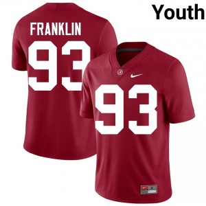 Crimson #93 Malique Franklin Youth Embroidery Jersey | Alabama Premium NCAA Football Edition 12772168